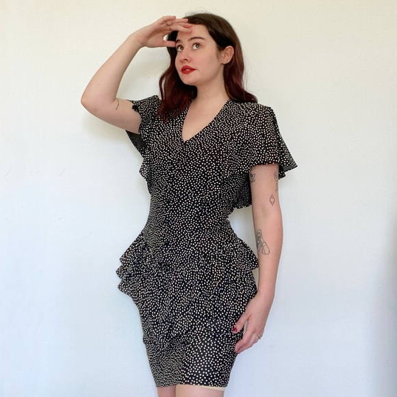 Gorgeous 70s Peplum Dress - Picture 2 of 3